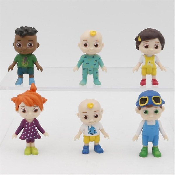 6-pack Cocomelon Action Figur Leksakssats modelldocka