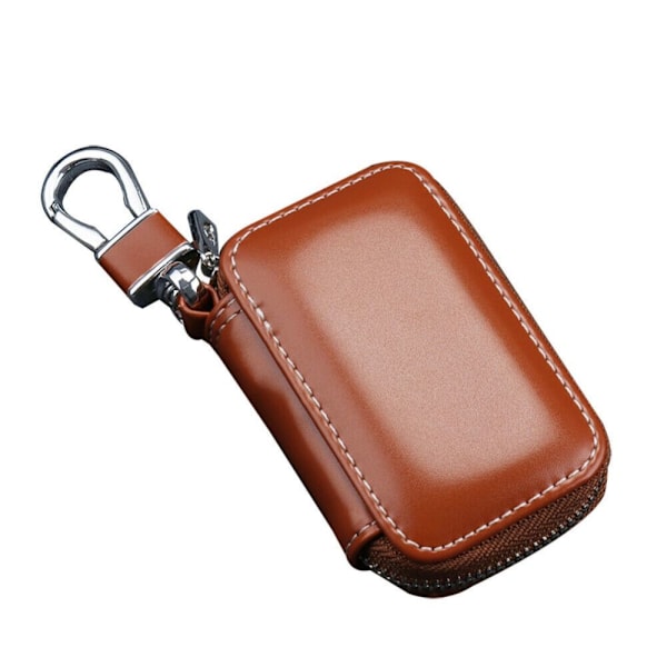 Bilnøgle Etui PU Læder Nøgle Organizer Brown