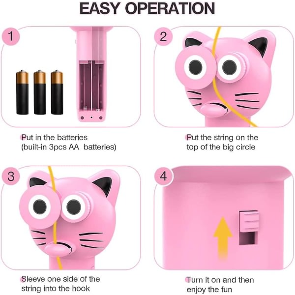 Repropeller Mr. T&j Repkastare Kattformade barnspel med 2 gratis rep Kreativ Bärbar Repkastare Bärbar Kattpropeller Vuxna Rosa