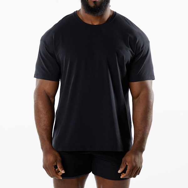 Andningsbar sport-t-shirt för män - Nordisk minimalism - Träningsväsentlighet Black M