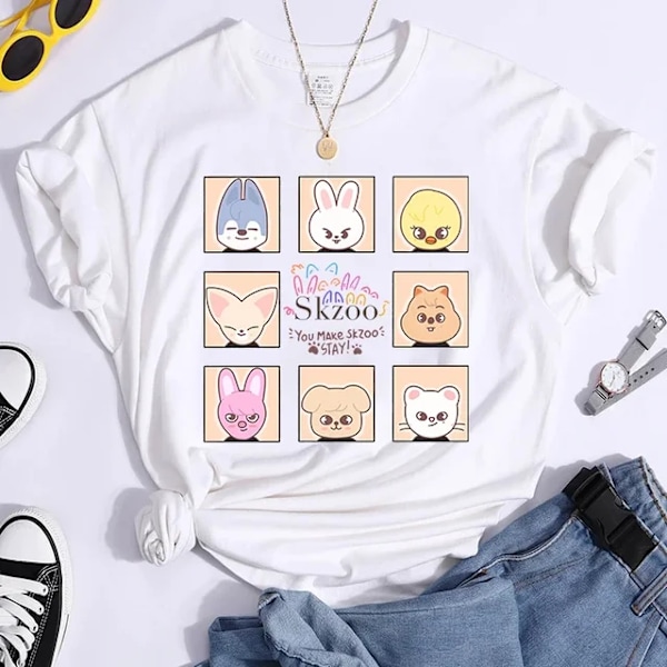 K-POP Stray Kids T-paita Miehille ja Naisille T-paidat Harajuku Y2K T-paita Casual Kesä Lyhythihaiset T-paidat Naisille L3274-Valkoinen M L3274-Valkoinen M L3274-White