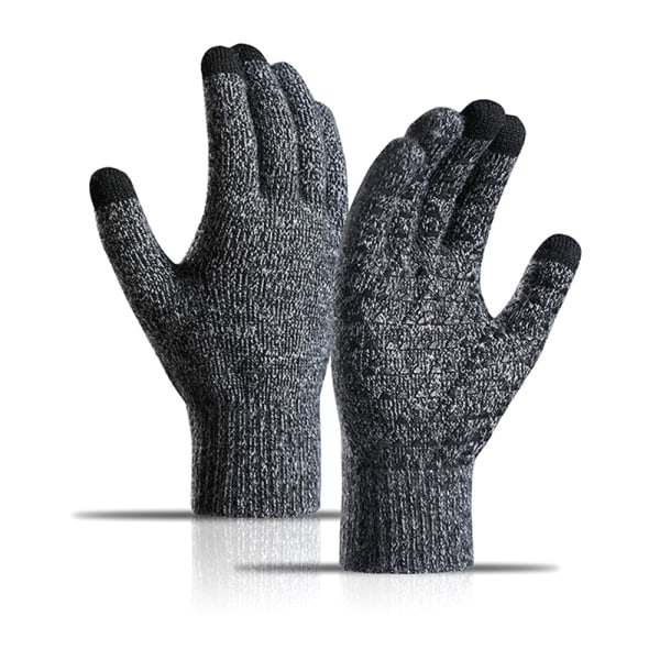 Vinterstrikket varme handsker Tyk Ensfarvet Varmt Touch Warm Ridi sort og hvid OneSize black and white OneSize