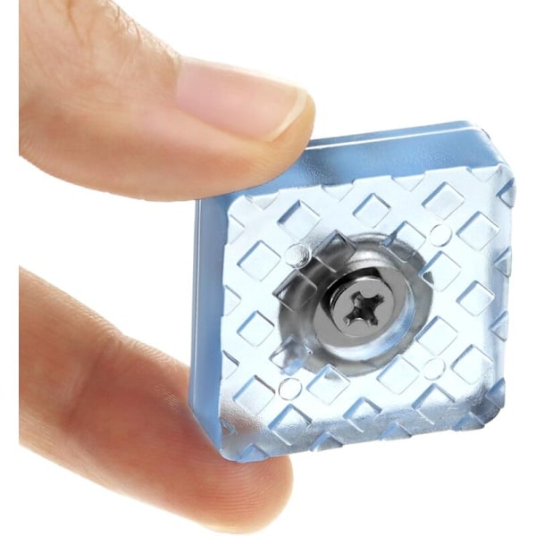 16-pack 30x30x10mm Skruvbara Gummifötter, Halkskydd för Möbler & Golv - Transparenta