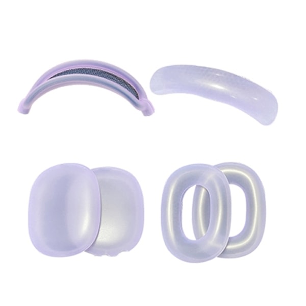 Headset Silikon Öronkuddar Pannband för AirPodsMax hörlurar 360° Fullständigt skydd Transparent lila