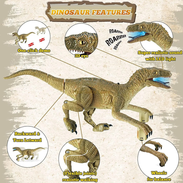 RC Dinosaurie Leksak Blå Velociraptor Fjärrkontroll Dinosaurie Leksaker för Pojkar Jurassic World Raptor Dinozauriepresenter för Barn A1-Grön