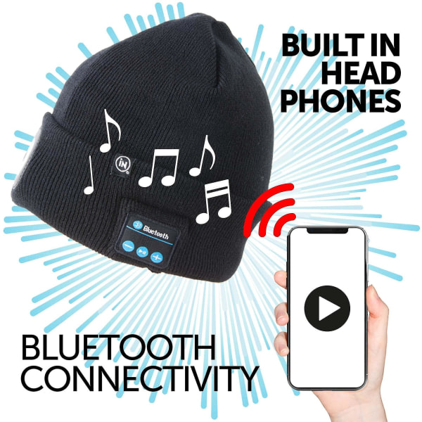 Bluetooth LED Beanie Varmeisolerende Oppladbar Lue Med Bluetooth-høyttaler Og LED-lys Varm Beanie