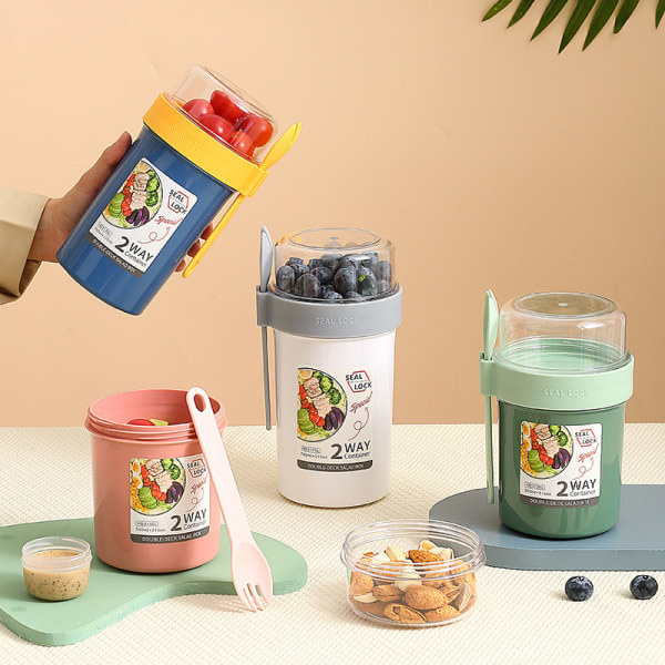 Frokost Havregryn korn frokostblanding nøtter yoghurt salat kopp tetningsbeholder Grønn 790ml