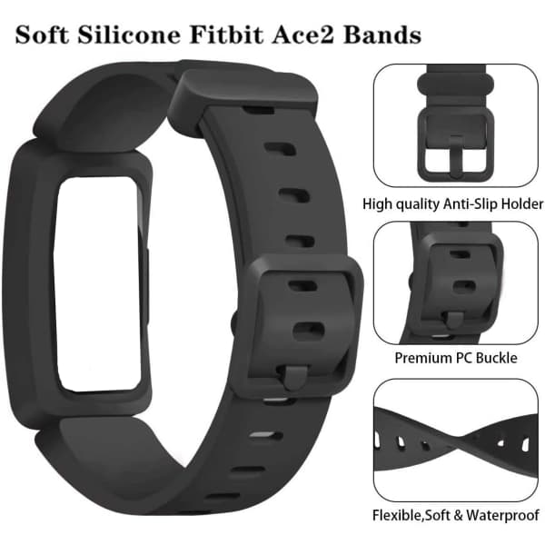 Fitbit Ace 2/Inspire/Inspire HR ranneke silikoni Musta