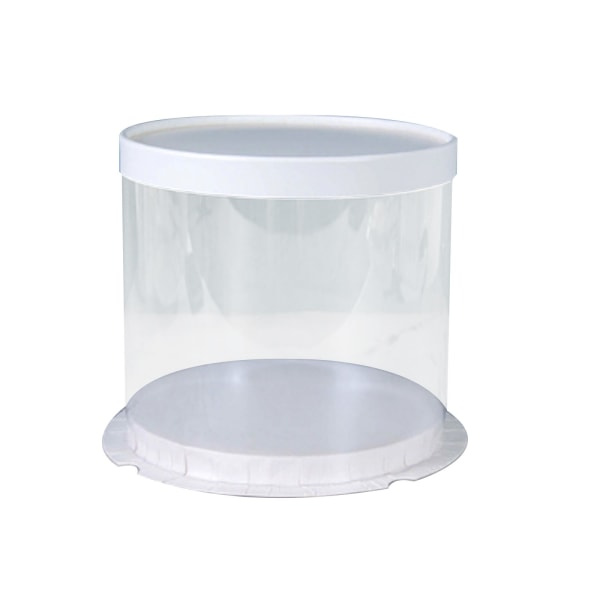 Transparent rund presentförpackning Tårta lådor Födelsedag Bröllop Dessertförpackning för case White Single layer