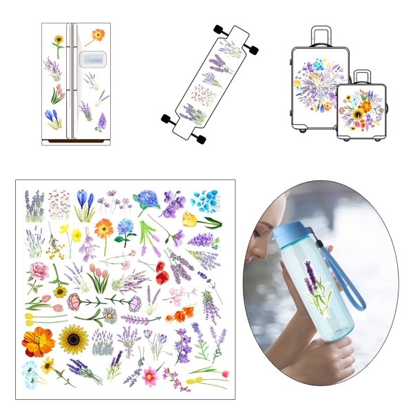 Harpiksklistermærker Vandafvisende Solsikke Blomster Dekaler Dekaler til Vandflaske Laptop Skateboard Computertelefon