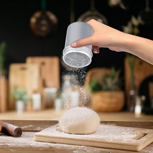 Sockerspridare i rostfritt stål för florsocker, kakao, kryddor, 200 ml kapacitet