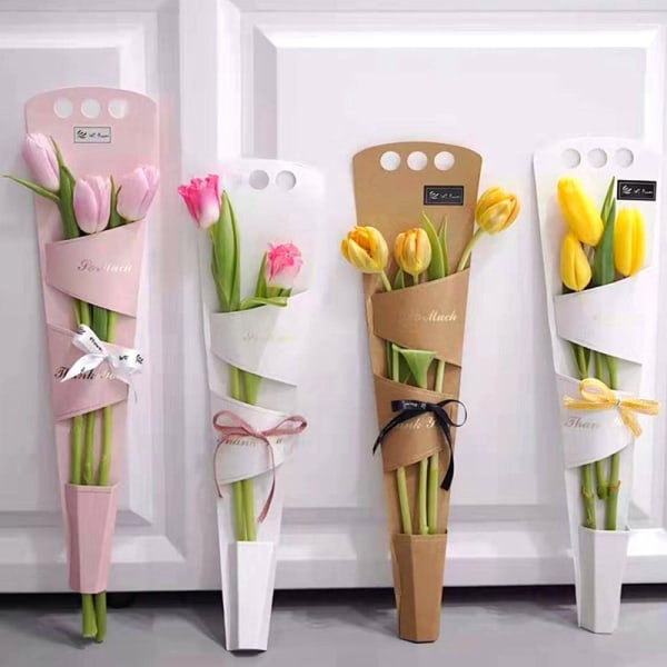 10 stk/pakke Håndtaske Blomsteromslagskasse Buketpakkekasse DI Sort