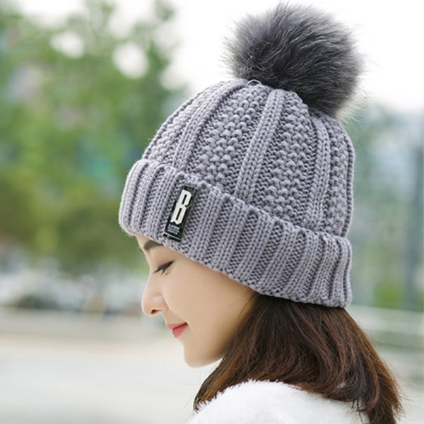 Vinterstrikket halstørklæde sæt tyk varm skullies beanies huer F B3 one size B3 one size