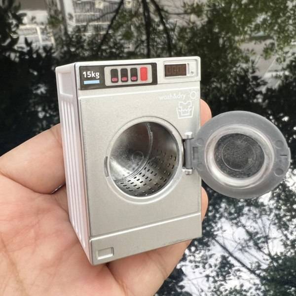 1:12 Dockhus Tumblare DIY Dockhus Tvättmaskin Tumblare Tvättmaskin Miniatyrer Tillbehör Dockhus Tvättmaskin