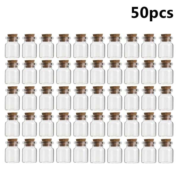 Mini tom klar glasflaska med kork små burkar driftflaska 50pcs