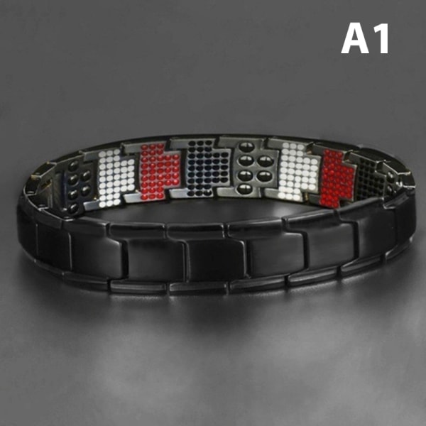 Män Magnetisk Hälsoarmband Svart Titan Stål Power Therapy Magneter Negativa joner Germanium Gå ner i vikt armband
