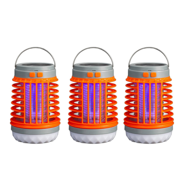 3st Solar Mygga USB ljus Vattentät insektsflugeljusfälla ficklampa orange 3pcs