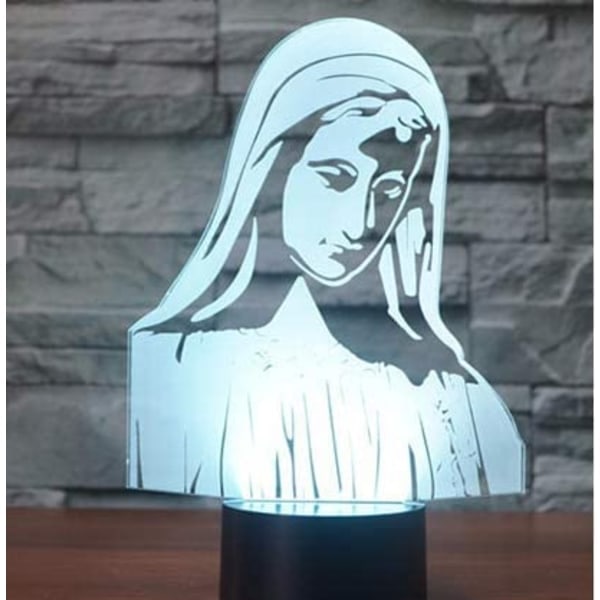 3D Illusion Jesus nattlyslampe, 7 farger gradvis Chandin