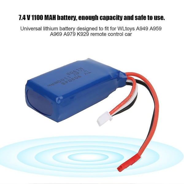 Universal litiumbatteri 7,4v 1100mah Passar för Wltoys A949 A959 A969 A979 K929 RC-modellbilar