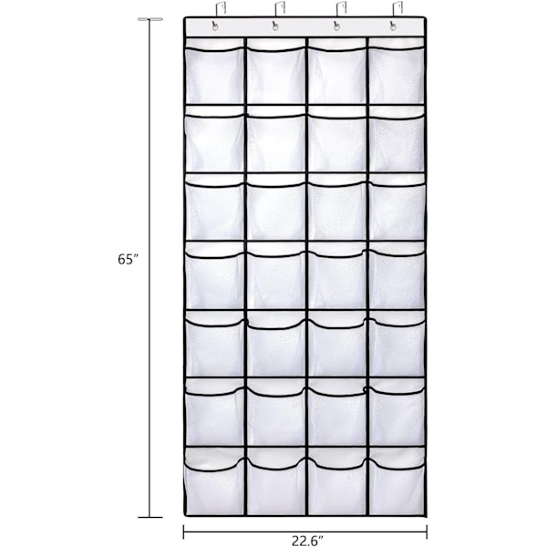 Kengän säilytyspussi seinäkiinnitettävä oven taakse vaatekaappiin kengän ripustustelina järjestäjä tilaa säästävä tarvikkeiden pussi white 28 grid