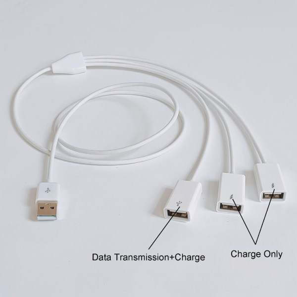 Kannettava 3-in-1 USB-jakaja useilla USB-porteilla USB-jatkojohto 1m/3.3ft Valkoinen
