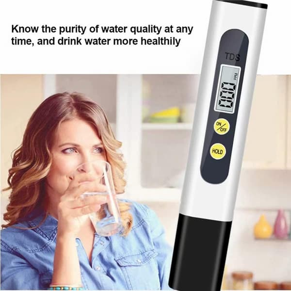 Digital TDS-mätare för vattenkvalitet med LCD-display, 0-9990 PPM, för dricksvatten, akvarium, pool, hydroponik, svart