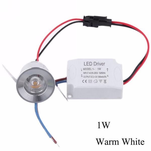 1/3W Inbyggd Mini Spotlight Lampa Takmonterad LED Downlight Varmvit 1W Warm white 1W