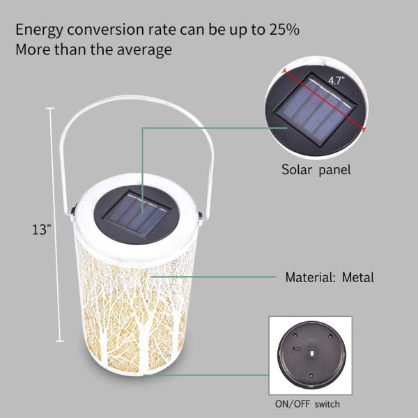 Bärbar lykta - vattentät trädgårdsdekorativ sollykta med hängande solljus för trädgårdsdekoration - 2