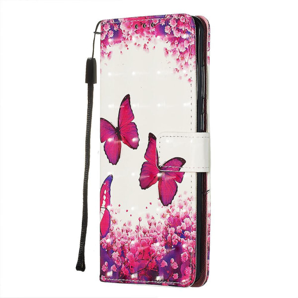 Kompatibelt med Samsung Galaxy S20 Plus Skal 3D-mönster Plånbokskort Magnetiskt Fodral Cover Folio - Rosa Fjäril