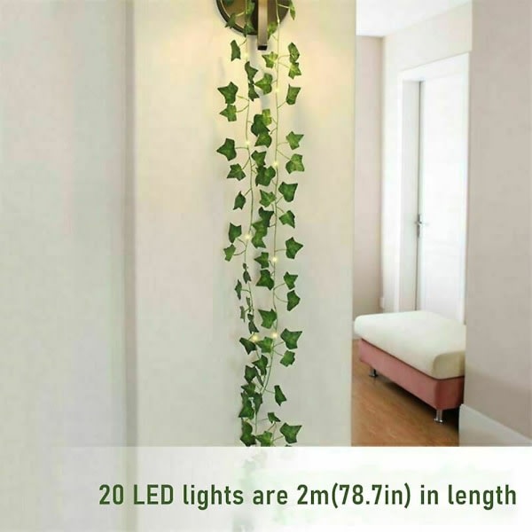 Konstgjorda växter Led String Light 2m Creeper Green Leaf