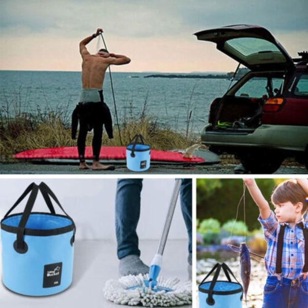 20L Foldbar Spand Ude Camping Fiske Spand Bilvask Sort