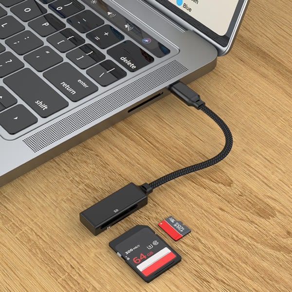 USB Typ C Micro USB -kortläsare Till SDTF-anslutning Minne Kamera Fotoöverföring Adapter För Telefon Stationära datorer Bärbar dator Blå