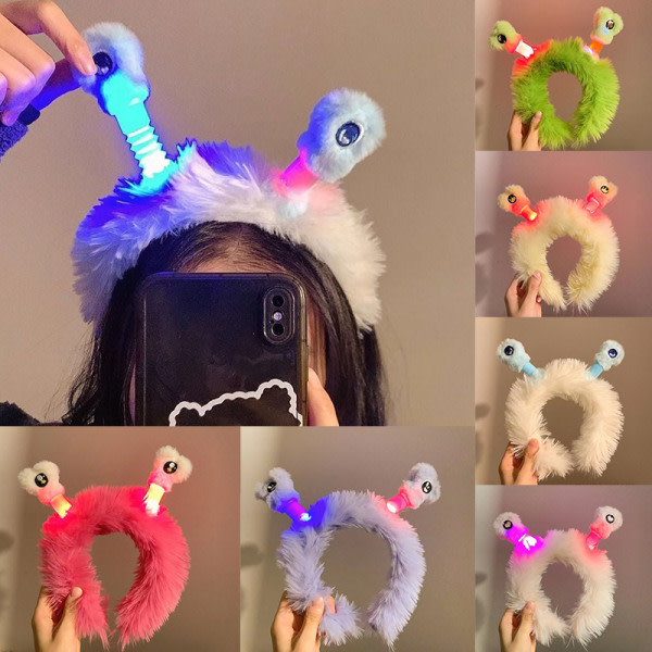 Led pannband lysande huvudbonad monster eye plysch huvudbonad cosp vit