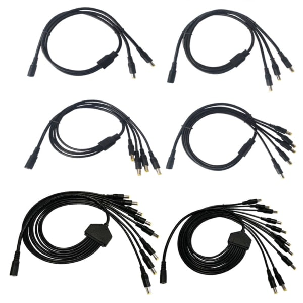 Power Splitter-kabel 1 hun til 2/3/4/5/8/10 han DC5,5 mm x 2,1 mm splitterforlængerkabel til CCTV-sikkerhedskamera One for three