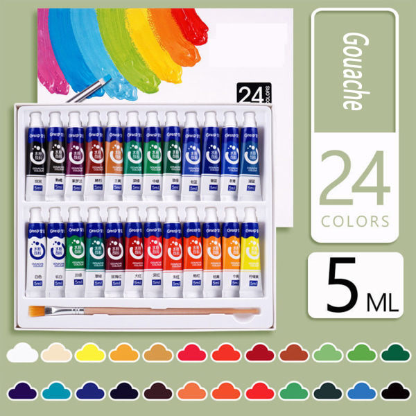 Sæt Vandfarve Tube Rig Pigment Ikke-Blegning til Børn Voksne 0,17oz 18 farver - Vandfarve