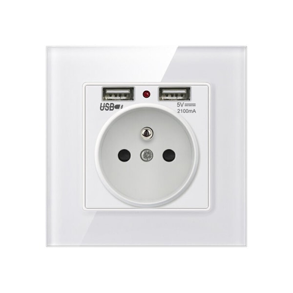 Stikkontakt med dobbel USB-lader – kompatibel med iPhone/Android – 1 stk