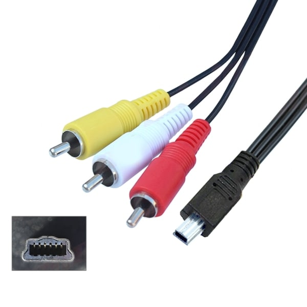 Ersattingskabel AVC-DC400ST Audio Video RCA for Canon EOS 1D, 1D X, 500D, 550D, 5D Mark III, 600D, 60D, 650D, 700D