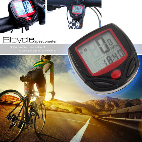 Sykkelcomputer med speedometer, klokke og hjertefrekvensmåler