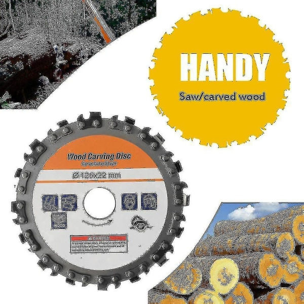 125 mm 16-tandad rostfritt stål slipningsskiva träbearbetningsskivor spår maskinkedjor skivträskärning kapskiva kompatibel med 5-tums vinkelslip
