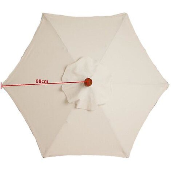 Reservparasollskydd - 6 ribbor - Diameter 2m - Täthet - UV-skydd - Ersättningstyg - Beige