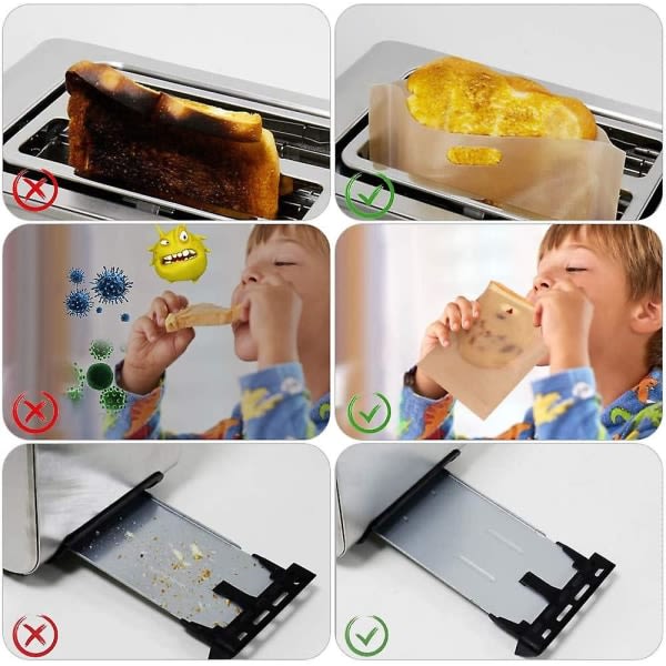 10 Toastposer, Madposer, Genanvendelige Toastposer, Non-Stick Mikrobølgeovnsposer