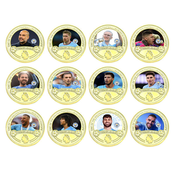 Premier League fodboldstjerner & klubber minde mønter, samleobjekter gaver, gaver til fodboldfans Mbappe, Messi, Harland with frame Maguire