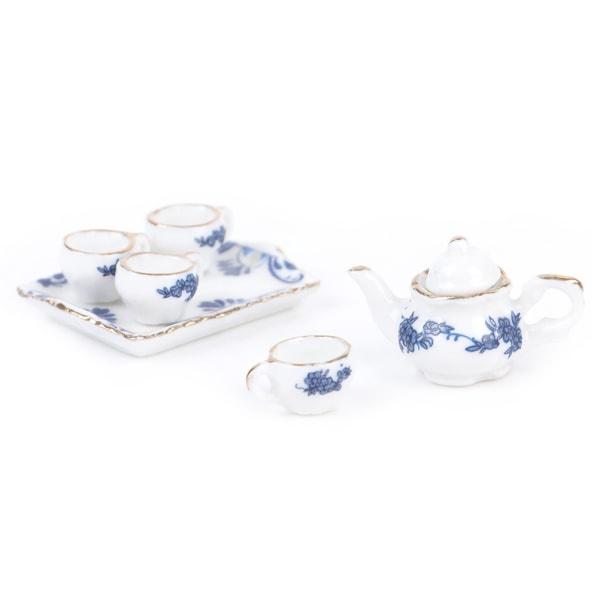 6 stk. Dukkehus Miniature Spisestel Porcelæn Testel