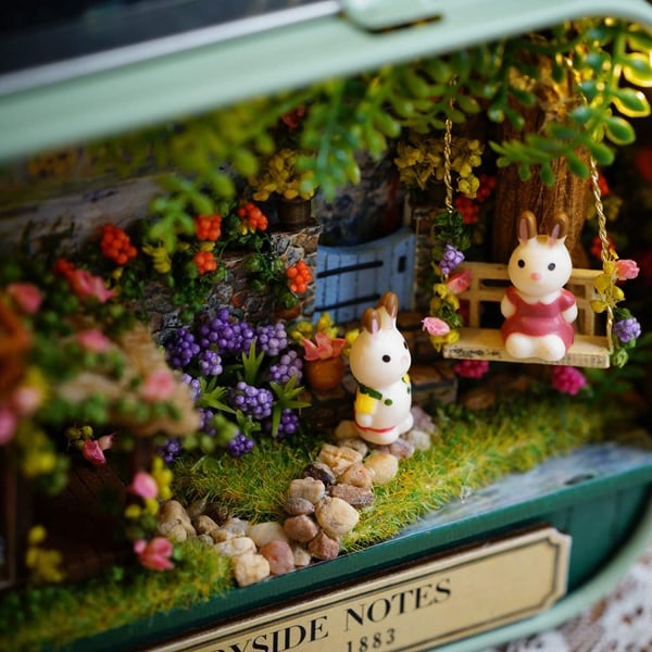One Piece Tiny House Byggesæt for Voksne DIY, Tiny House Kit i Kasse, DIY Håndværk Gave til Kvinder (Pastoral Notes) - 14,3*8,4*2,6 cm