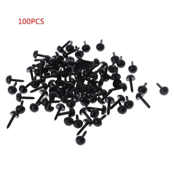 100 stk. 3mm/4mm/5mm/6mm DIY til dukke-mannequin plastik sorte stift sikkerhedsøjne til han 3MM
