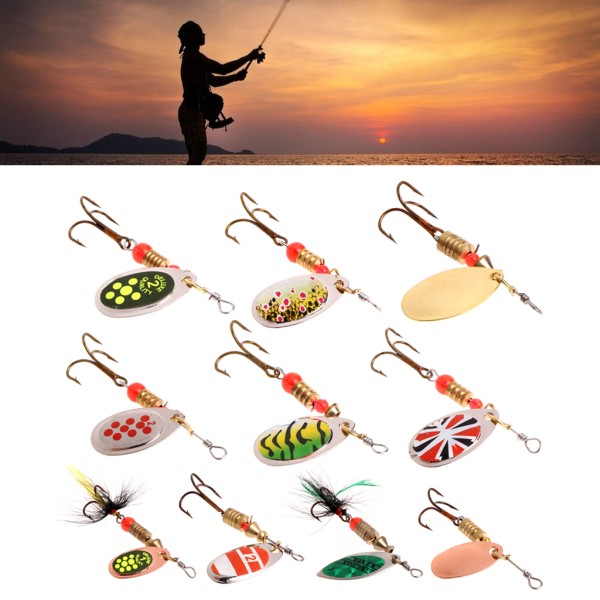 Fiskesked Lure Paljetter Paillette Metall Hard Bait Dobbel Diskant Krok Tackle C 4g