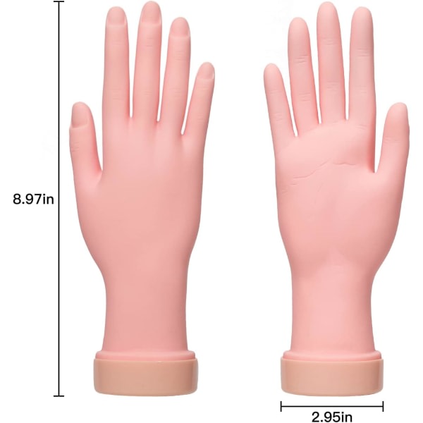 Negle treningshånd, neglekunst fleksibel bevegelig protese manikyr treningsverktøy (høyre hånd kan bøyes)