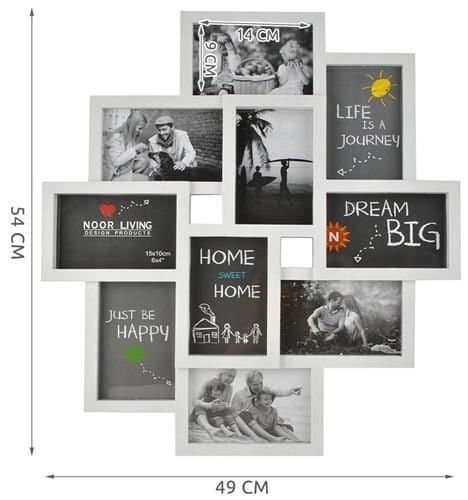 Fotorammer med 10 pladser - 54x49cm White Vit