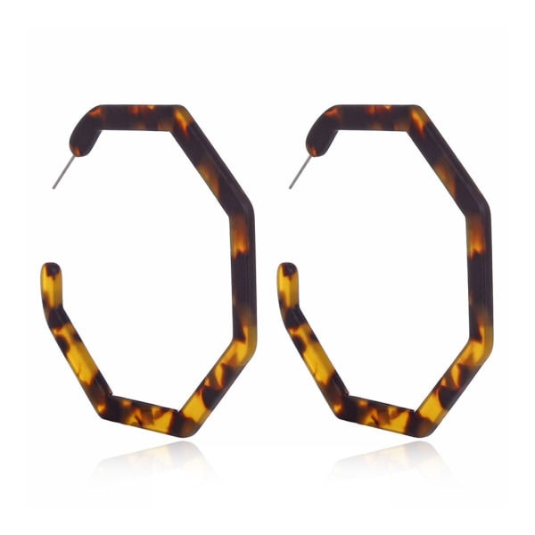 Dangle-örhängen i akryl för kvinnor, cirkelformade, oregelbundna geometriska, leopardmönster, bohemisk smyckesgåva, mörkbrun