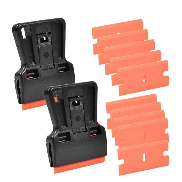 2 stk Mini Plastskraper med 100 Dobbelkantede Rakblad